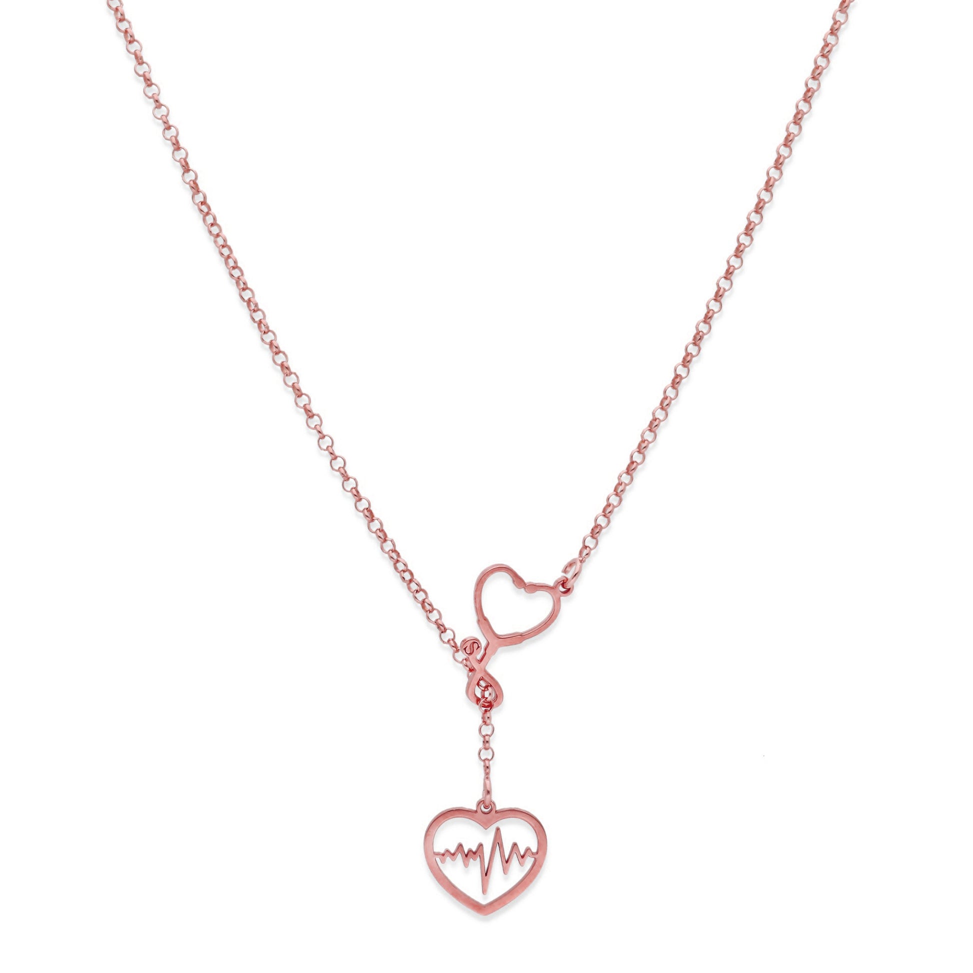 Colgante Fonendoscopio Corazones en Plata de Ley 925