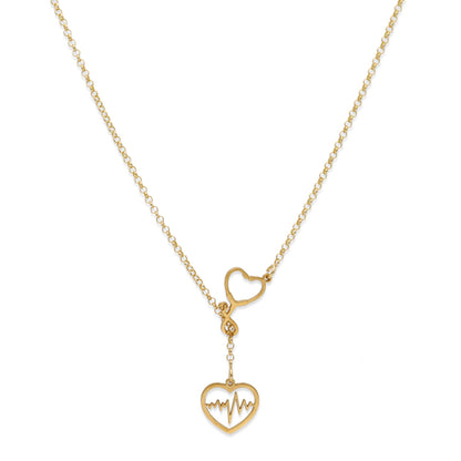 Colgante Fonendoscopio Corazones en Plata de Ley 925 y baño Oro 18k