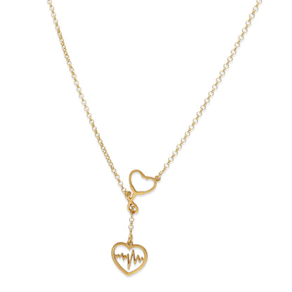Colgante Fonendoscopio Corazones en Plata de Ley 925 y baño Oro 18k