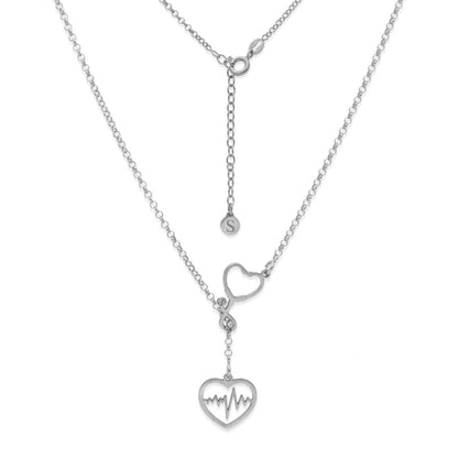 Colgante Fonendoscopio Corazones en Plata de Ley 925 y baño Oro rosa 18k