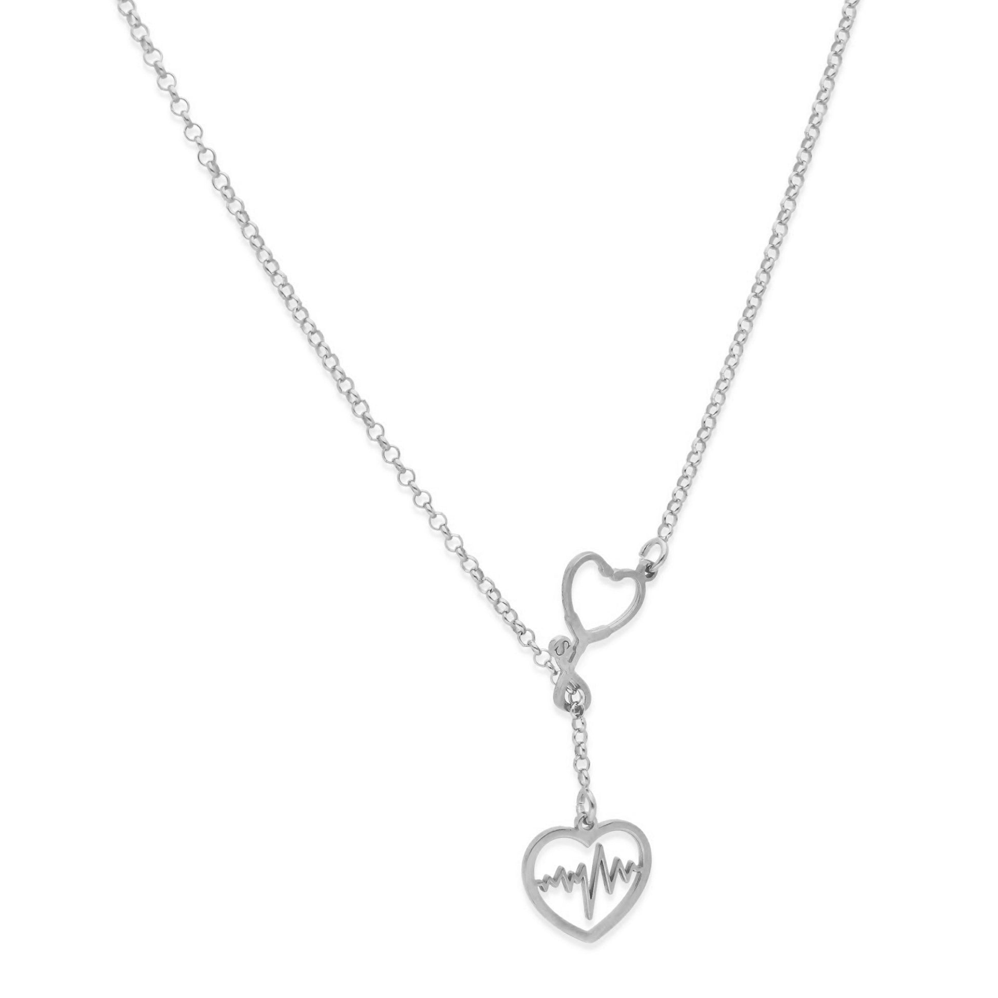 Colgante Fonendoscopio Corazones en Plata de Ley 925 y baño Oro rosa 18k