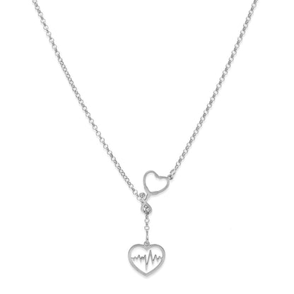 Colgante Fonendoscopio Corazones en Plata de Ley 925 y baño Oro rosa 18k