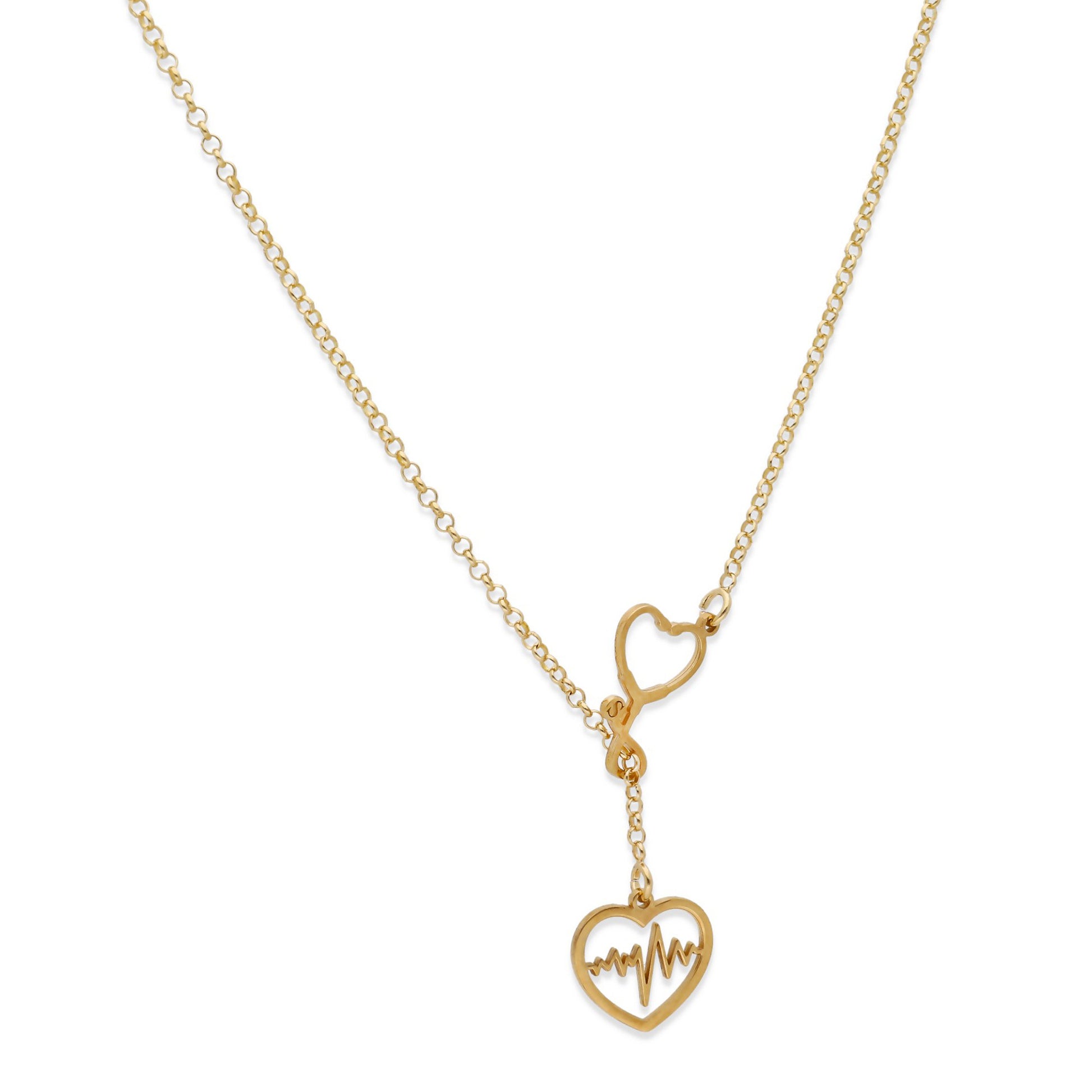 Colgante Fonendoscopio Corazones en Plata de Ley 925 y baño Oro rosa 18k