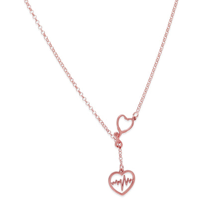 Colgante Fonendoscopio Corazones en Plata de Ley 925 y baño Oro rosa 18k
