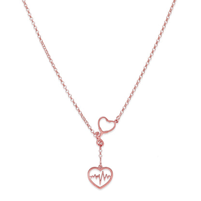 Colgante Fonendoscopio Corazones en Plata de Ley 925 y baño Oro rosa 18k