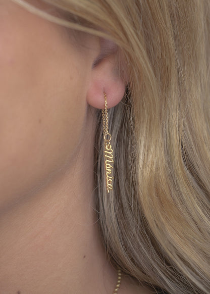 Pendientes Hera colgantes Nombre en Plata 925 con baño de Oro 18k