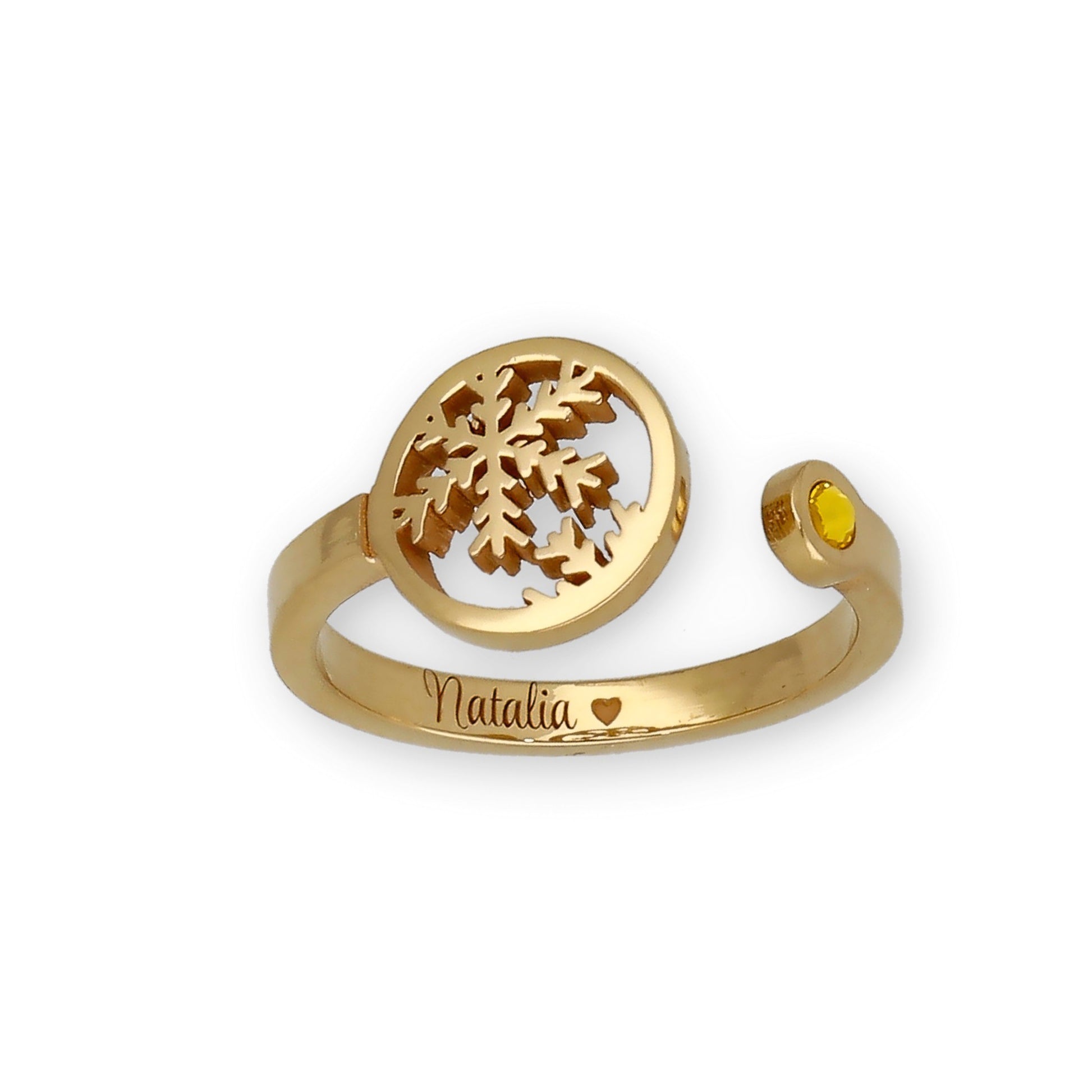 Anillo Bola de Navidad en Plata con Baño de Oro y Cristal de Swarovski Personalizable