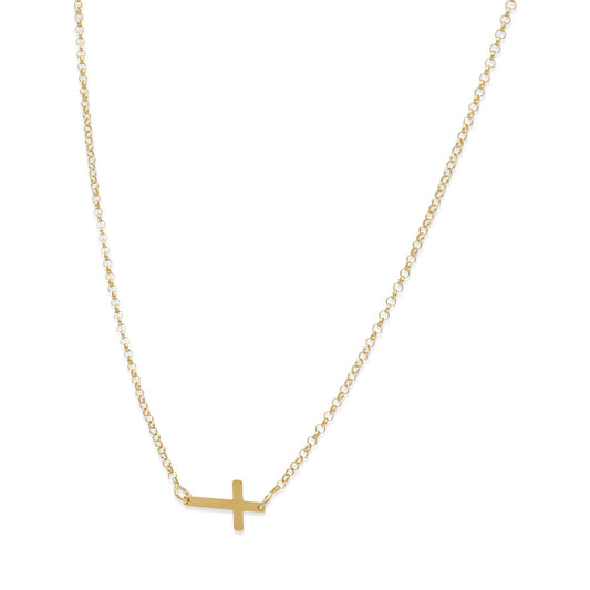 Colgante Cruz Comunión en Plata de Ley 925 y baño Oro 18k