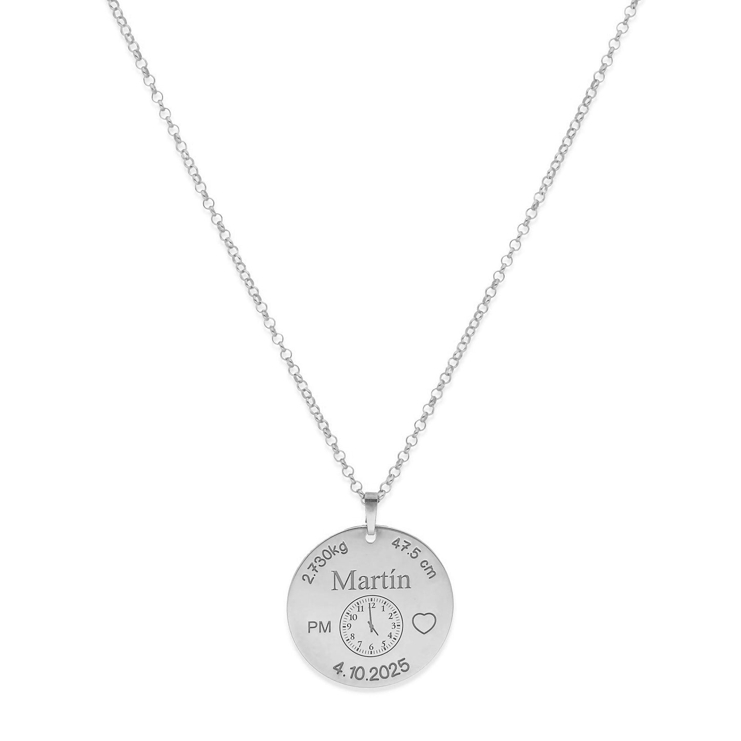 Colgante Medalla de Bautizo Personalizada en Plata de Ley 925 y Baño Oro 18k