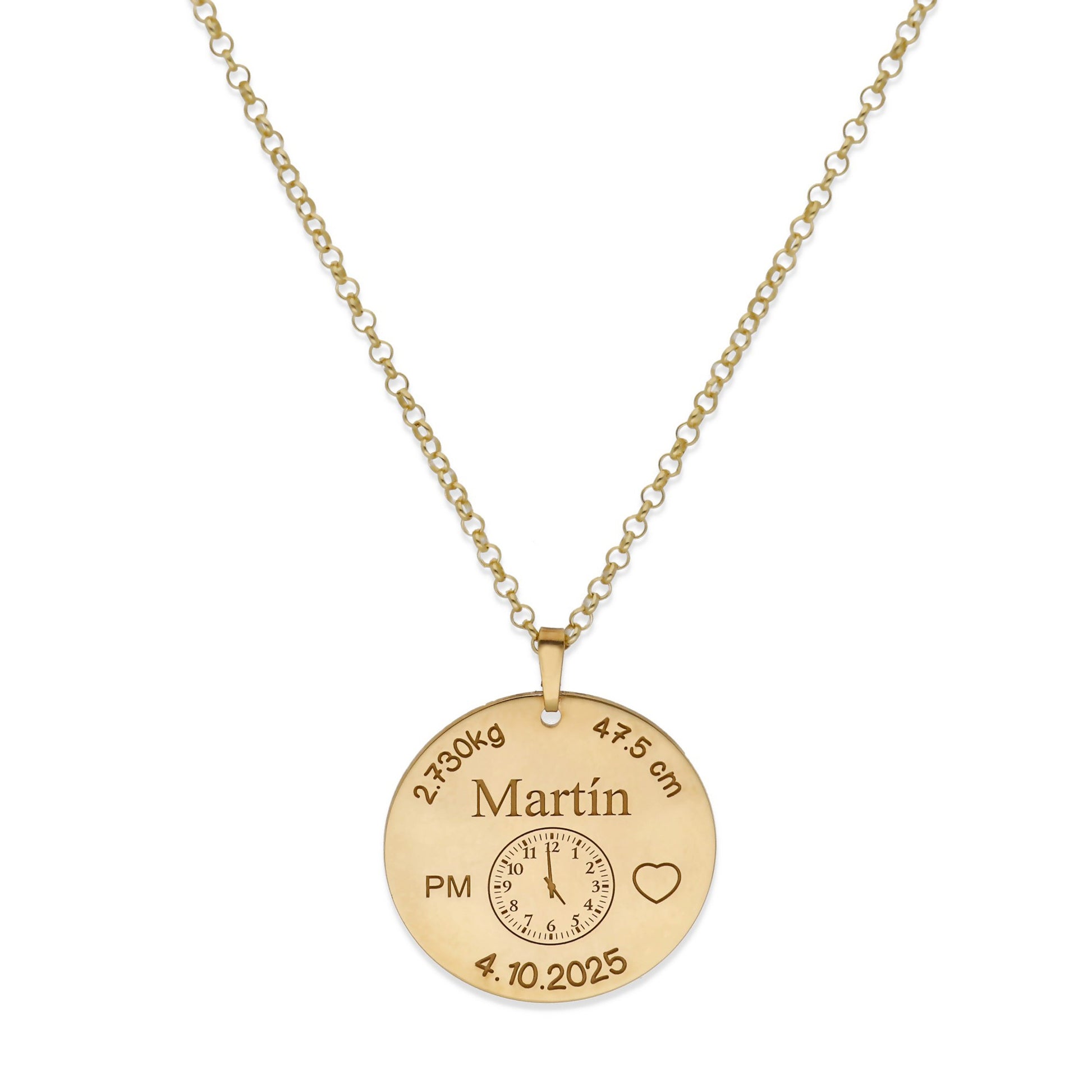 Colgante Medalla de Bautizo Personalizada en Plata de Ley 925 y Baño Oro 18k