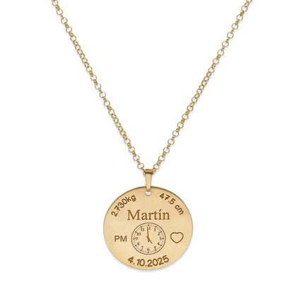 Colgante Medalla de Bautizo Personalizada en Plata de Ley 925 y Baño Oro 18k