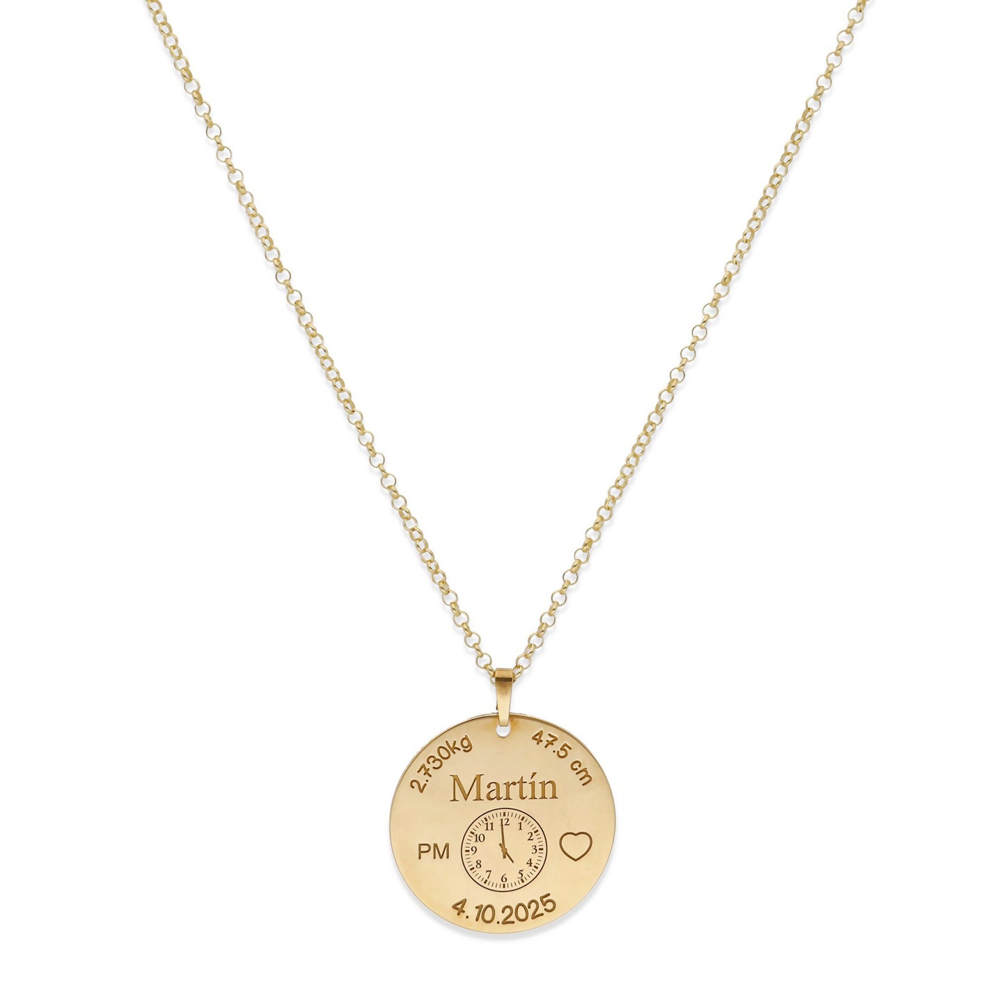 Colgante Medalla de Bautizo Personalizada en Plata de Ley 925 y Baño Oro 18k