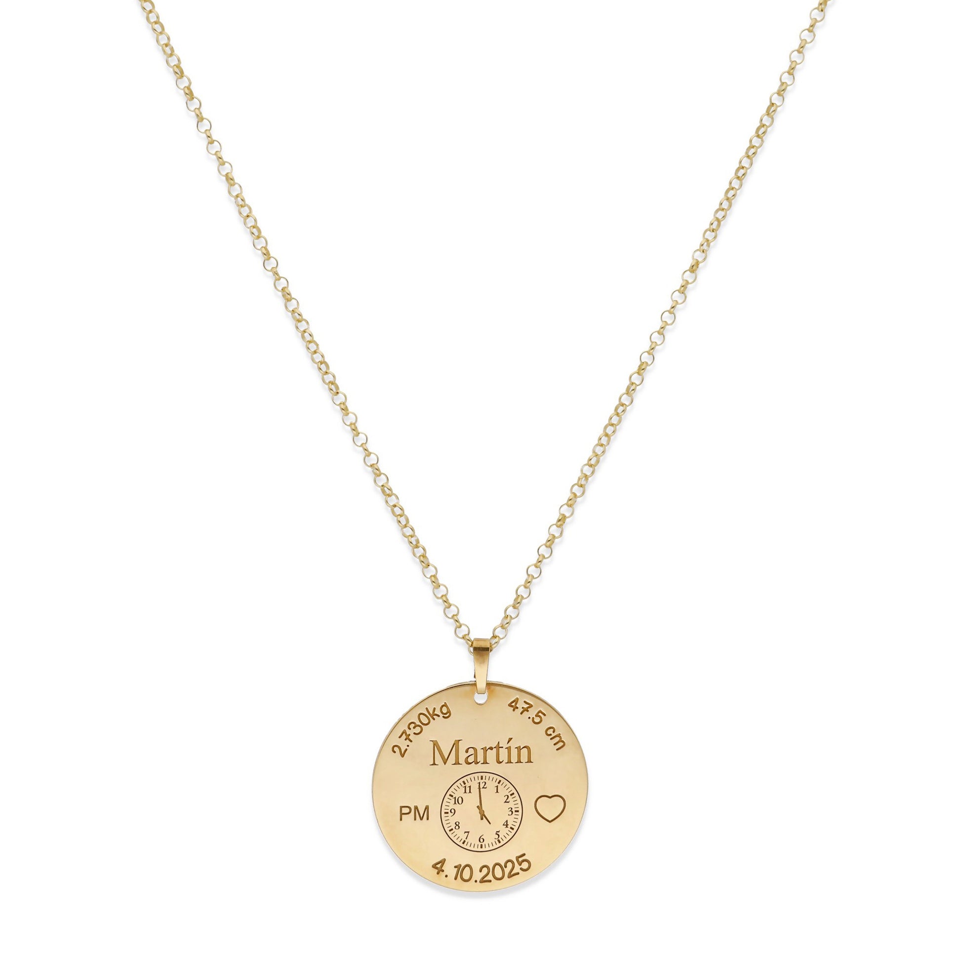 Colgante Medalla de Bautizo Personalizada en Plata de Ley 925 y Baño Oro 18k