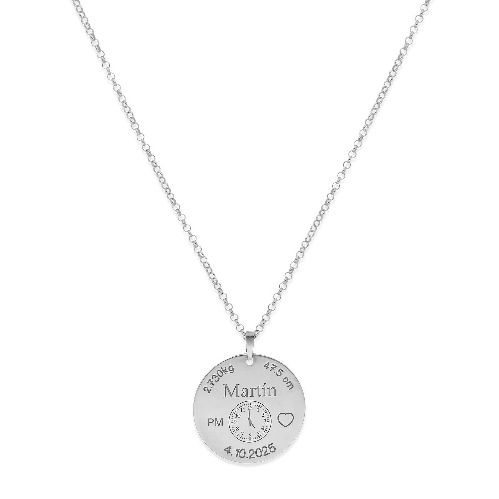 Colgante Medalla de Bautizo Personalizada en Plata de Ley 925