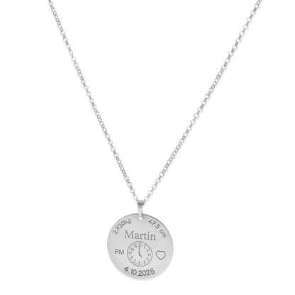 Colgante Medalla de Bautizo Personalizada en Plata de Ley 925 y Baño Oro rosa 18k