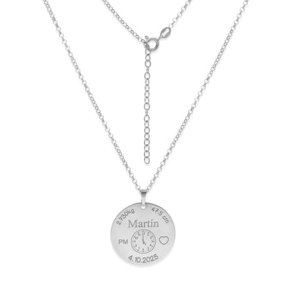Colgante Medalla de Bautizo Personalizada en Plata de Ley 925 y Baño Oro rosa 18k