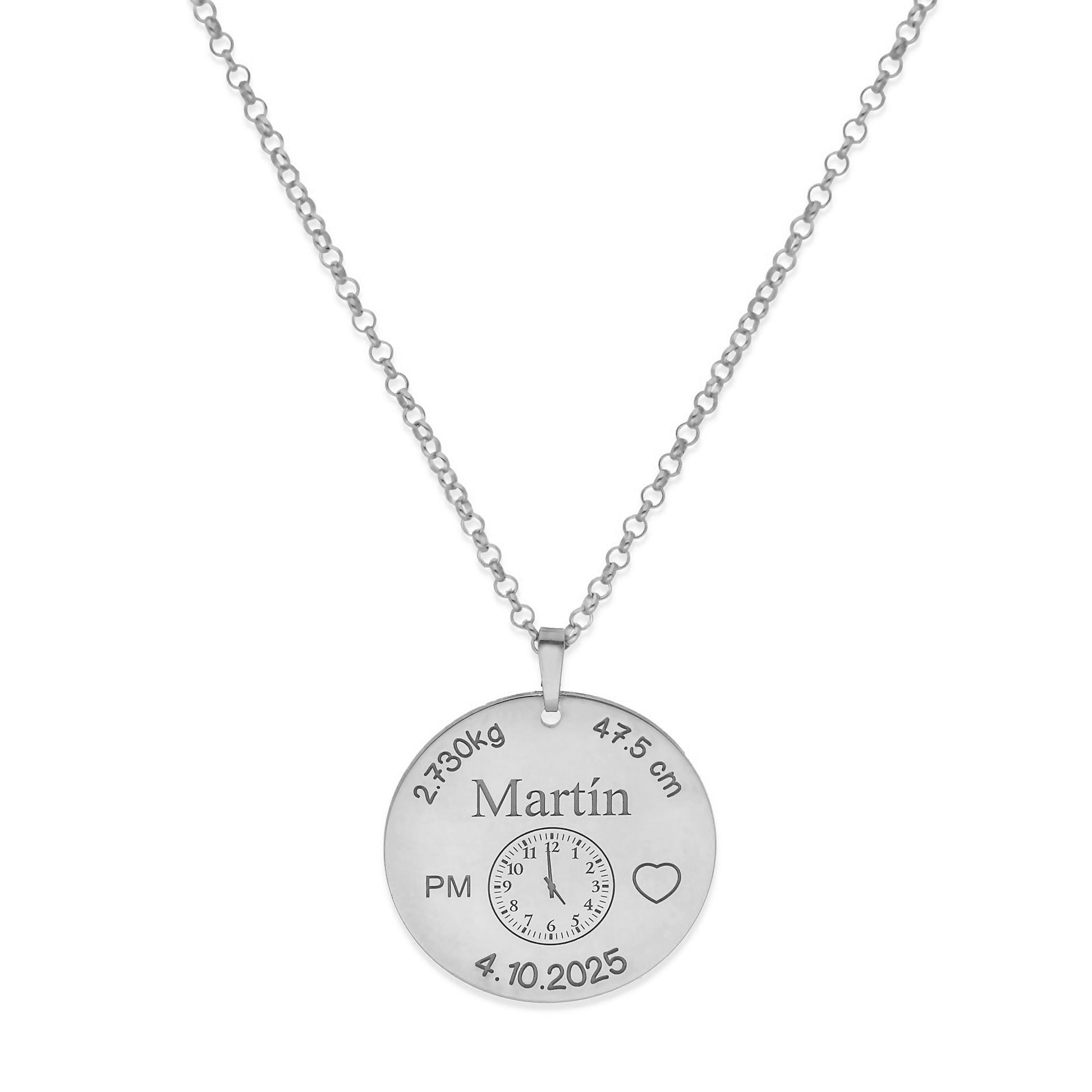 Colgante Medalla de Bautizo Personalizada en Plata de Ley 925 y Baño Oro rosa 18k