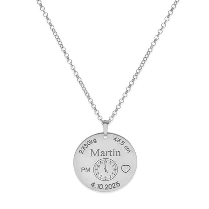 Colgante Medalla de Bautizo Personalizada en Plata de Ley 925 y Baño Oro rosa 18k