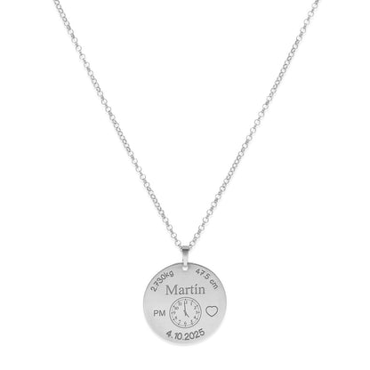 Colgante Medalla de Bautizo Personalizada en Plata de Ley 925 y Baño Oro rosa 18k