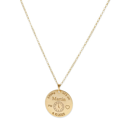 Colgante Medalla de Bautizo Personalizada en Plata de Ley 925 y Baño Oro rosa 18k
