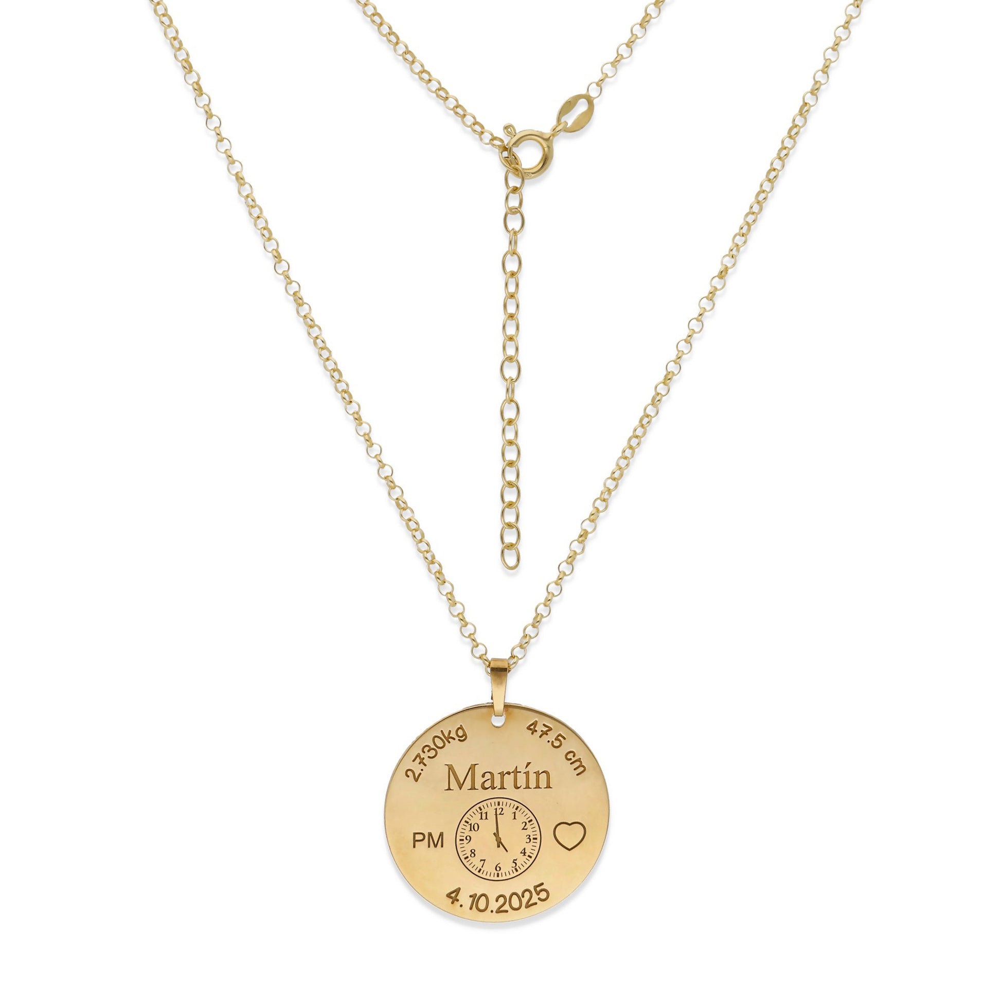 Colgante Medalla de Bautizo Personalizada en Plata de Ley 925 y Baño Oro rosa 18k