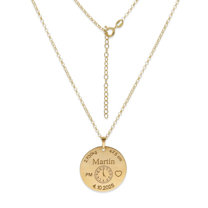 Colgante Medalla de Bautizo Personalizada en Plata de Ley 925 y Baño Oro rosa 18k