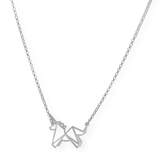 Colgante Unicornio Origami en Plata de Ley 925