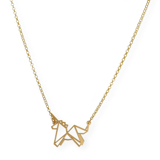 Colgante Unicornio Origami en Plata de Ley 925 y baño Oro 18k