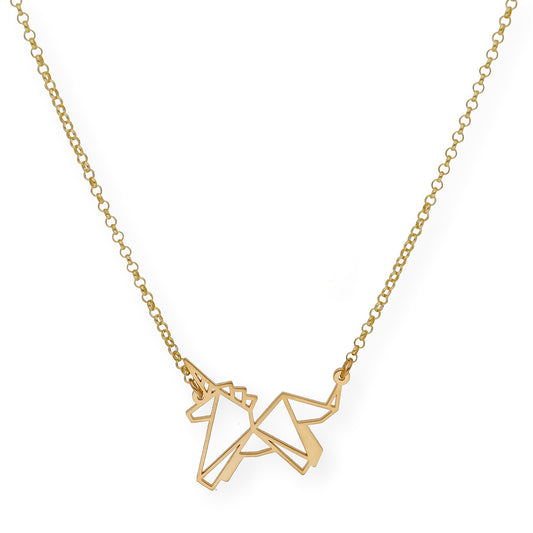Colgante Unicornio Origami en Plata de Ley 925 y baño Oro 18k
