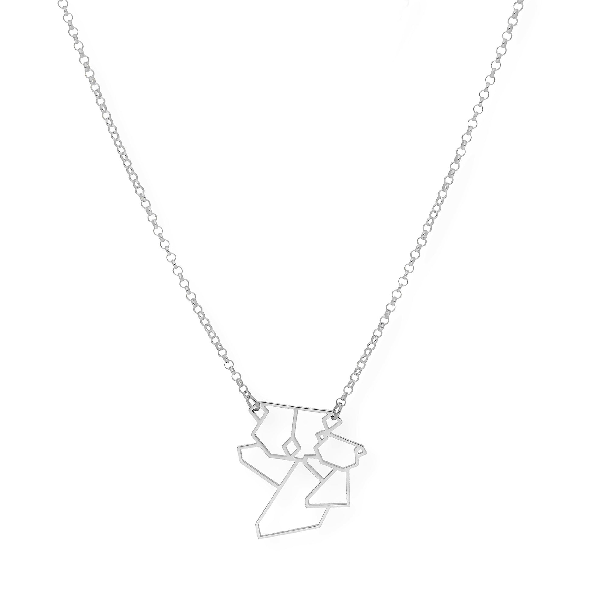 Colgante Koala Origami en Plata de Ley 925 y baño Oro rosa 18k