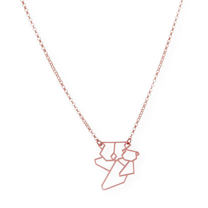 Colgante Koala Origami en Plata de Ley 925 y baño Oro rosa 18k
