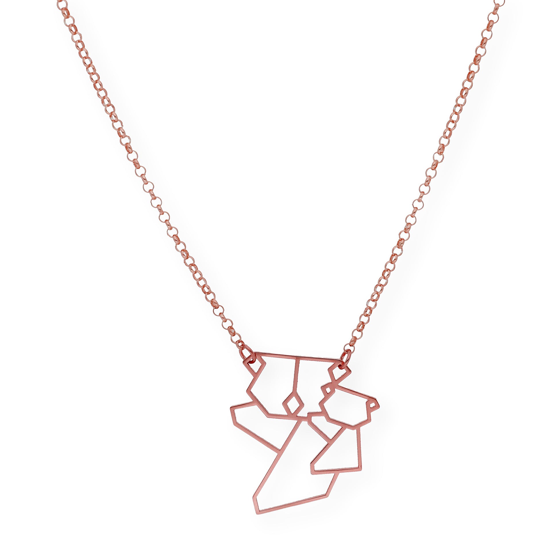Colgante Koala Origami en Plata de Ley 925 y baño Oro rosa 18k