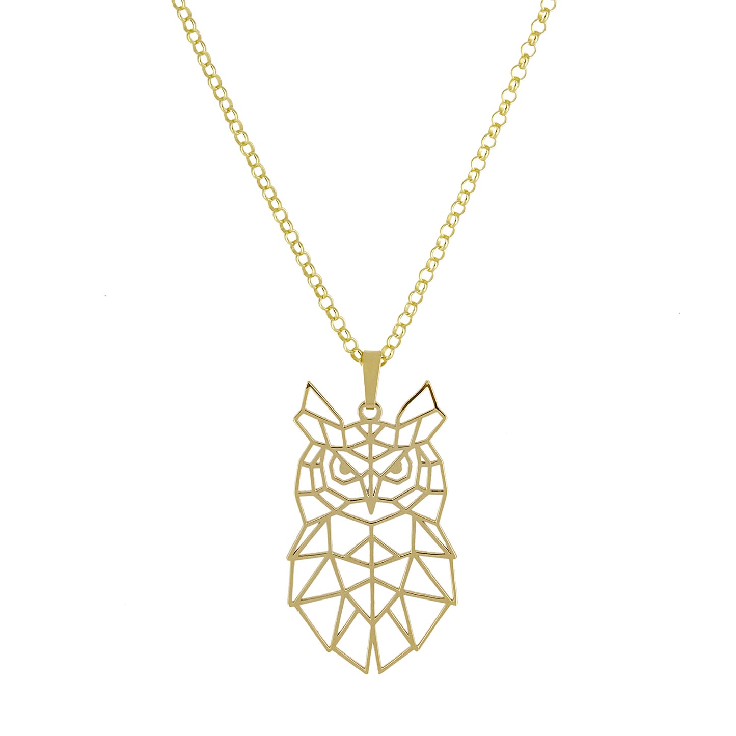 Colgante Buho Origami en Plata de Ley 925 y baño Oro 18k