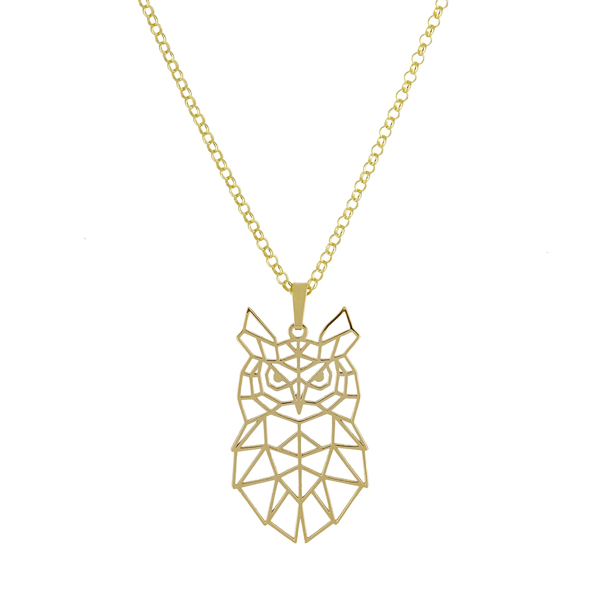 Colgante Buho Origami en Plata de Ley 925 y baño Oro 18k