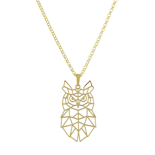 Colgante Buho Origami en Plata de Ley 925 y baño Oro 18k