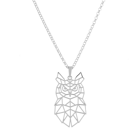 Colgante Buho Origami en Plata de Ley 925 y baño Oro rosa 18k