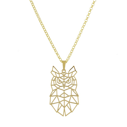 Colgante Buho Origami en Plata de Ley 925 y baño Oro rosa 18k