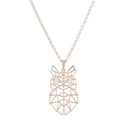 Colgante Buho Origami en Plata de Ley 925 y baño Oro rosa 18k