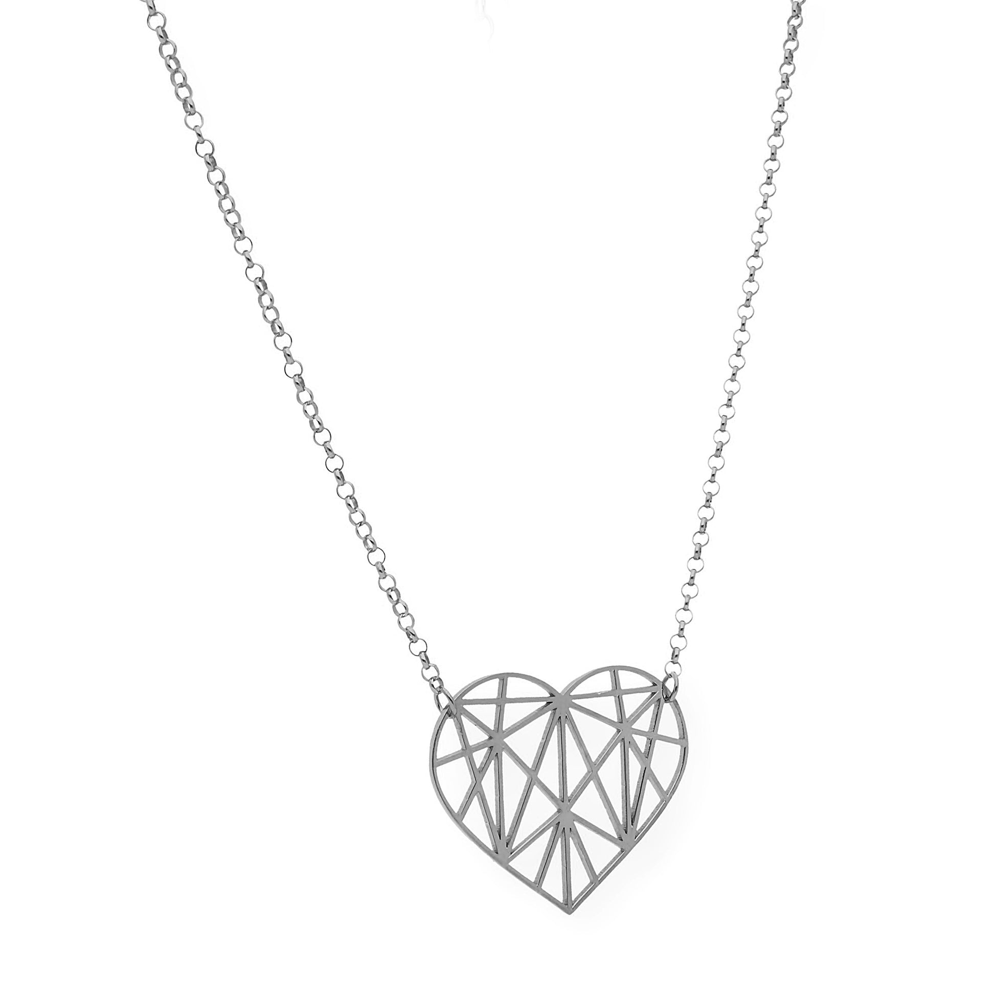 Colgante Corazón Origami en Plata de Ley 925 y baño Oro 18k