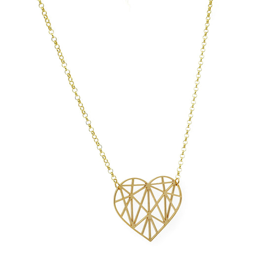 Colgante Corazón Origami en Plata de Ley 925 y baño Oro 18k