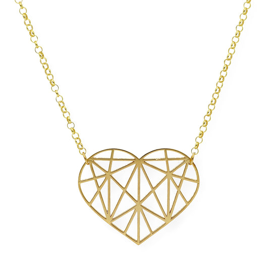 Colgante Corazón Origami en Plata de Ley 925 y baño Oro 18k