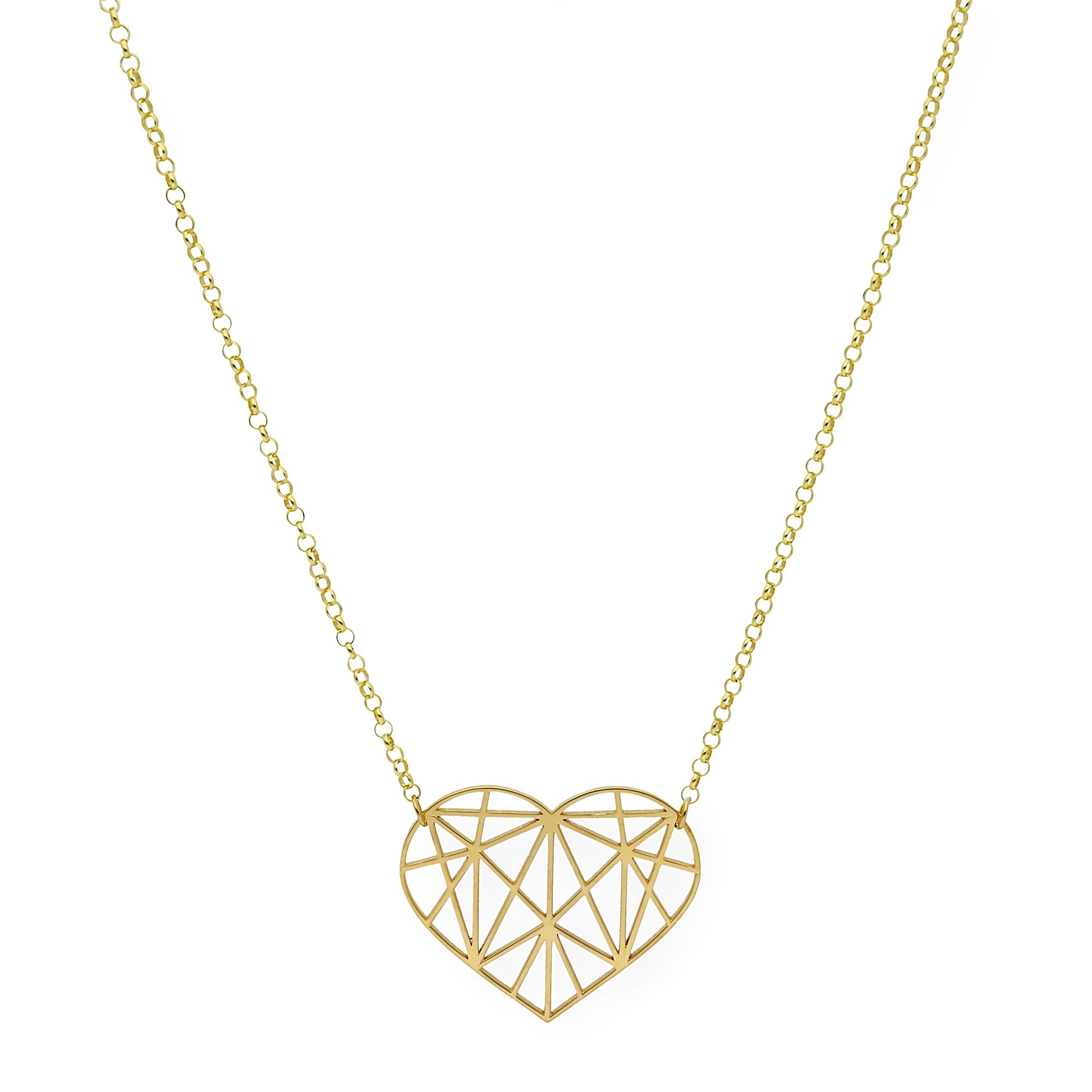 Colgante Corazón Origami en Plata de Ley 925 y baño Oro 18k