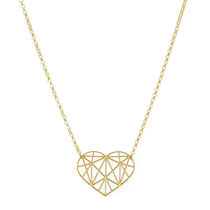 Colgante Corazón Origami en Plata de Ley 925 y baño Oro 18k