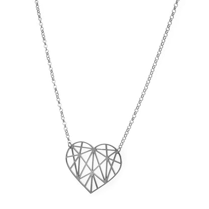 Colgante Corazón Origami en Plata de Ley 925 y baño Oro rosa 18k