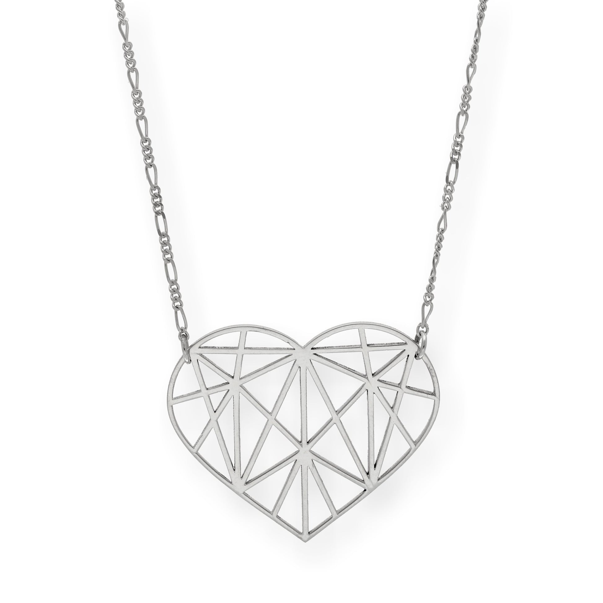 Colgante Corazón Origami en Plata de Ley 925 y baño Oro rosa 18k