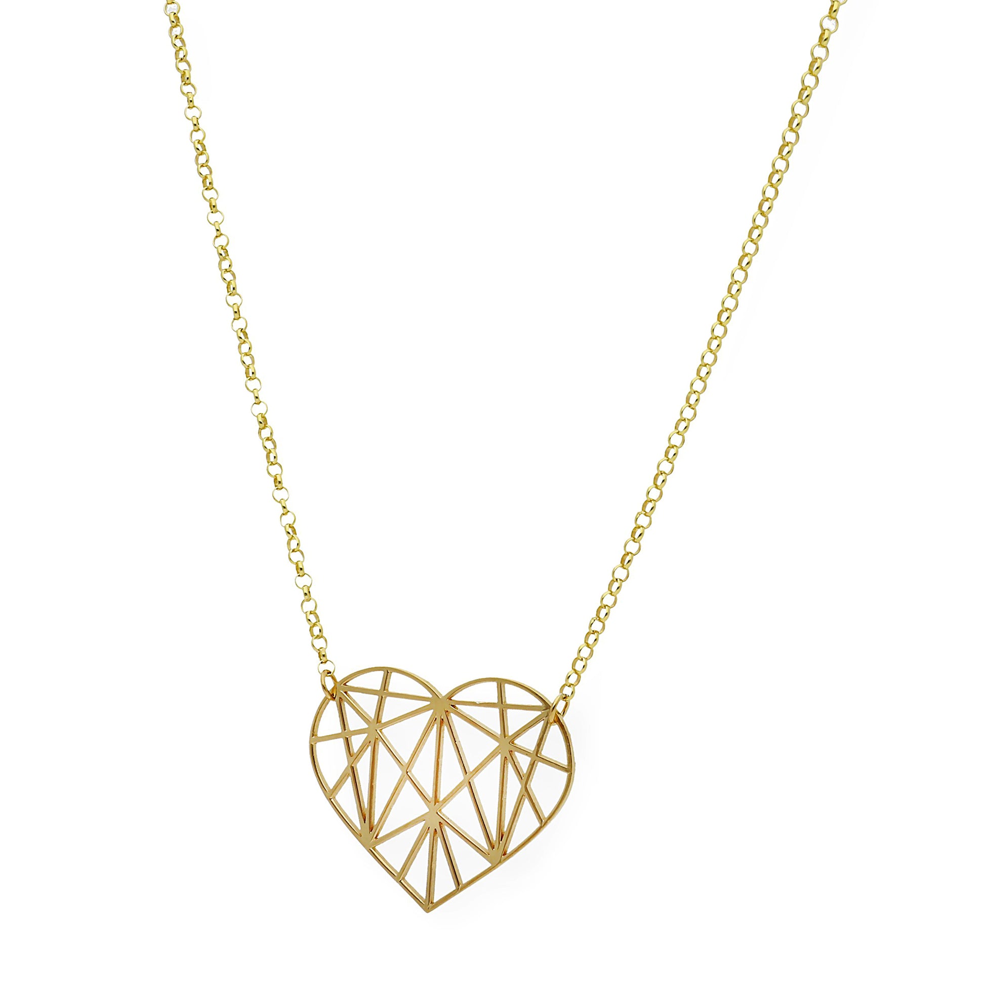 Colgante Corazón Origami en Plata de Ley 925 y baño Oro rosa 18k