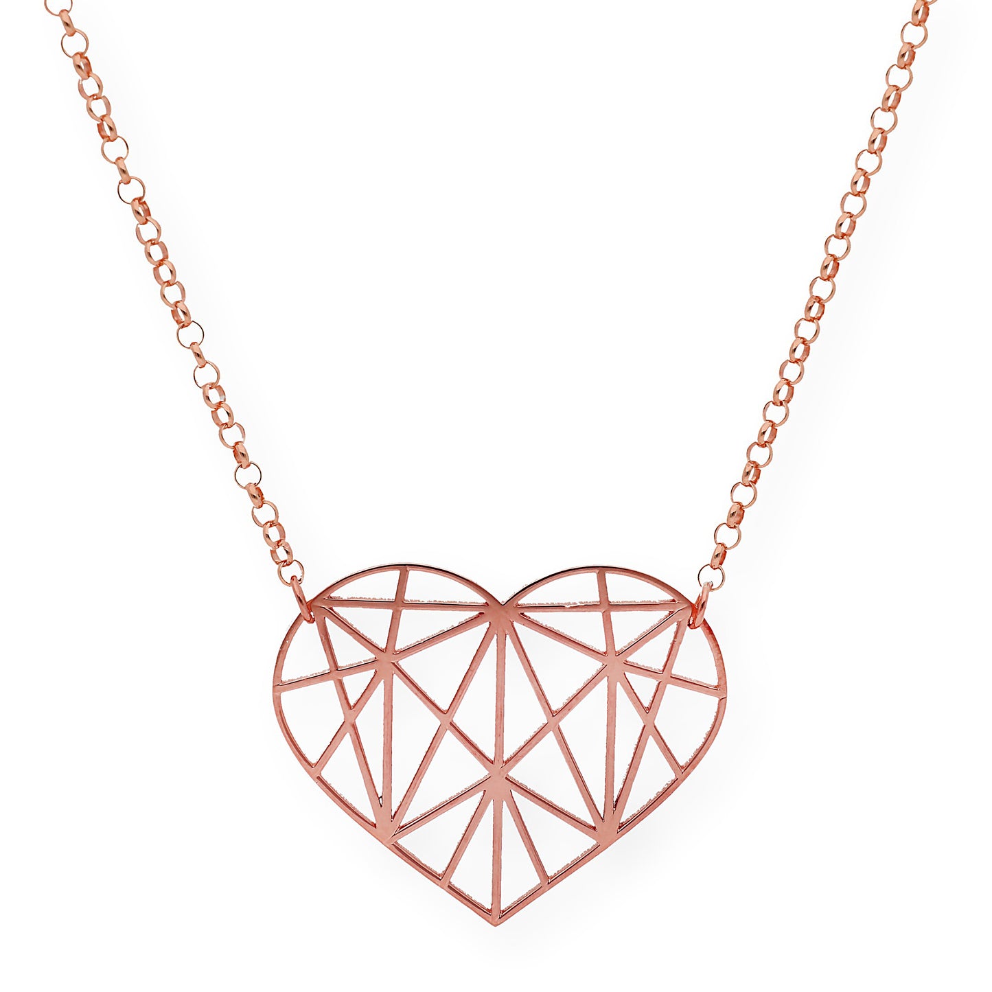 Colgante Corazón Origami en Plata de Ley 925 y baño Oro rosa 18k