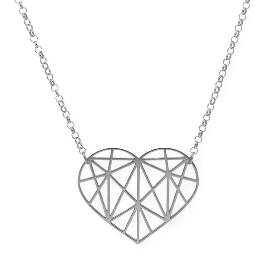 Colgante Corazón Origami en Plata de Ley 925