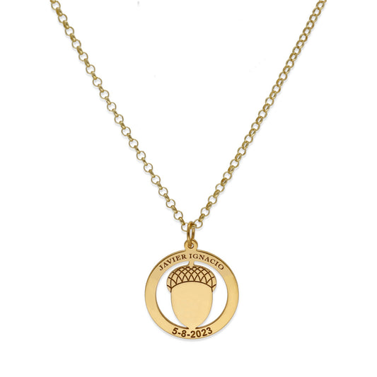 Colgante Bellota en Plata de Ley 925 y baño Oro 18k