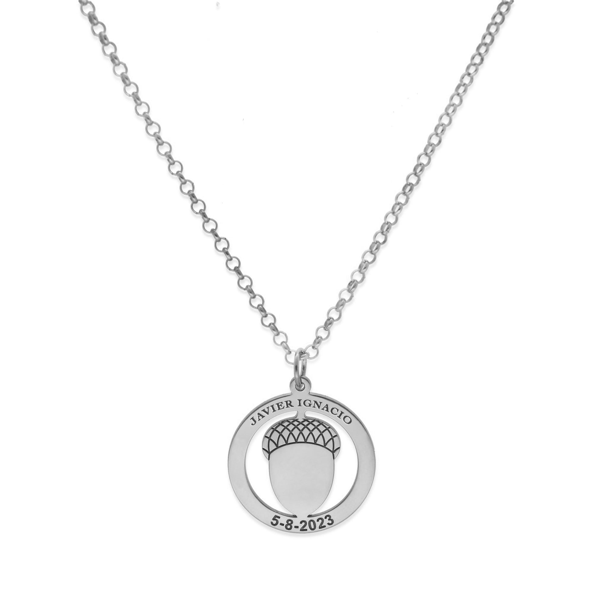 Colgante Bellota en Plata de Ley 925 y baño Oro rosa 18k
